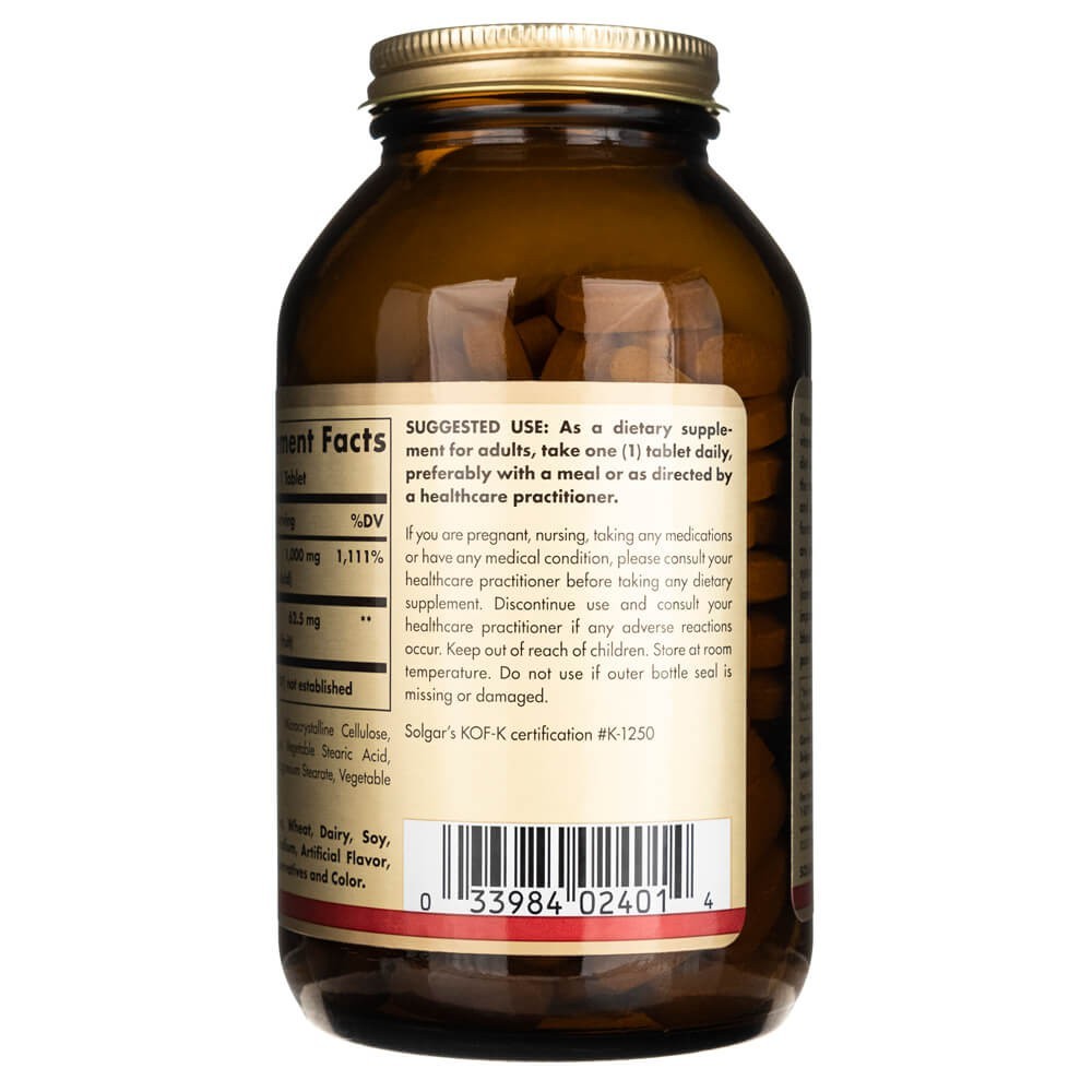 SOLGAR vitamīns C 1000 mg ar mežrozītēm – 250 tabletes