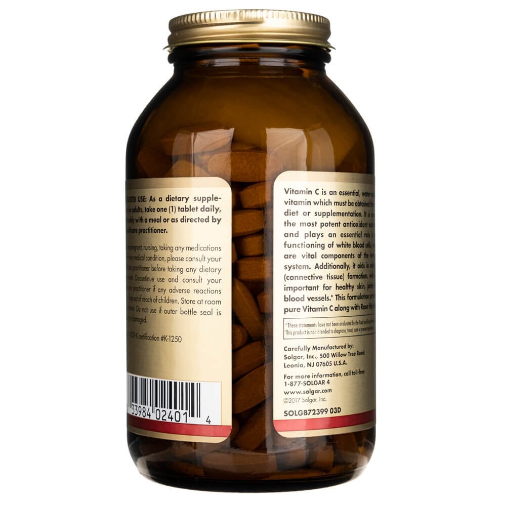 SOLGAR vitamīns C 1000 mg ar mežrozītēm – 250 tabletes