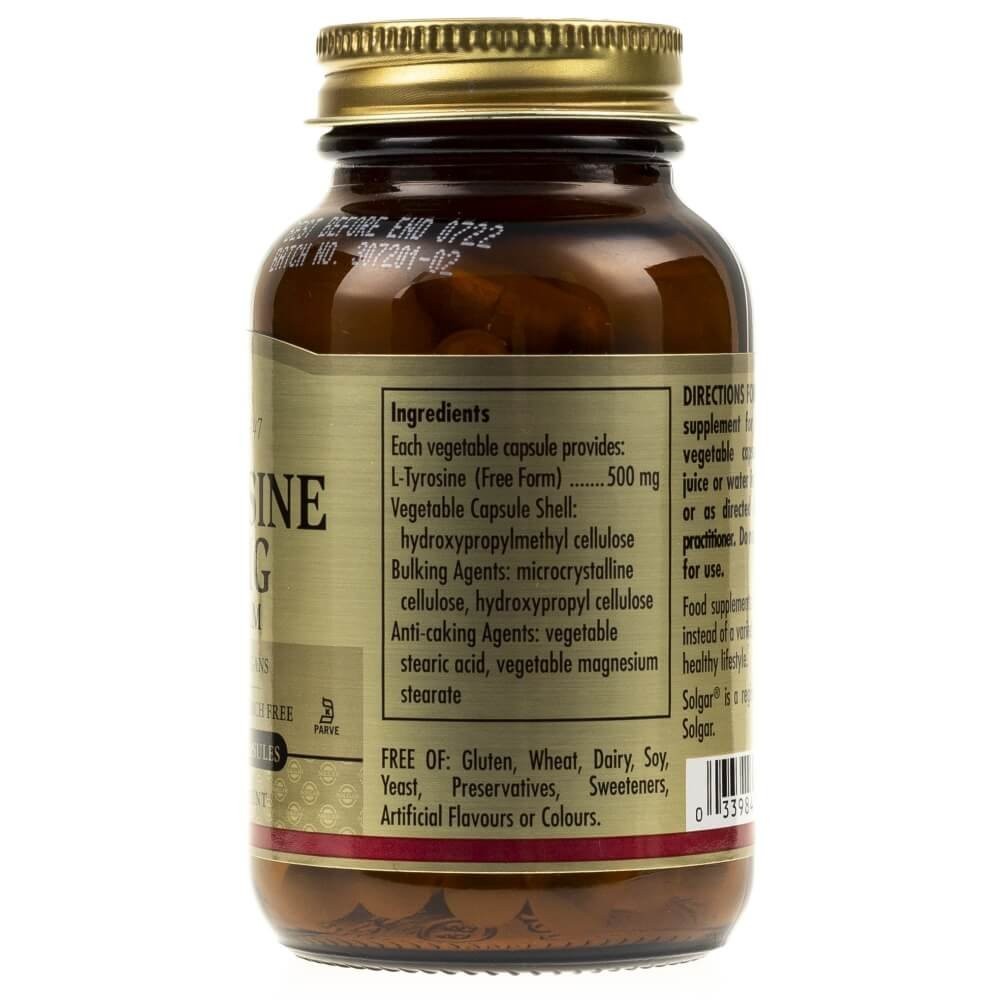 SOLGAR L-tirozīns 500 mg – 100 kapsulas