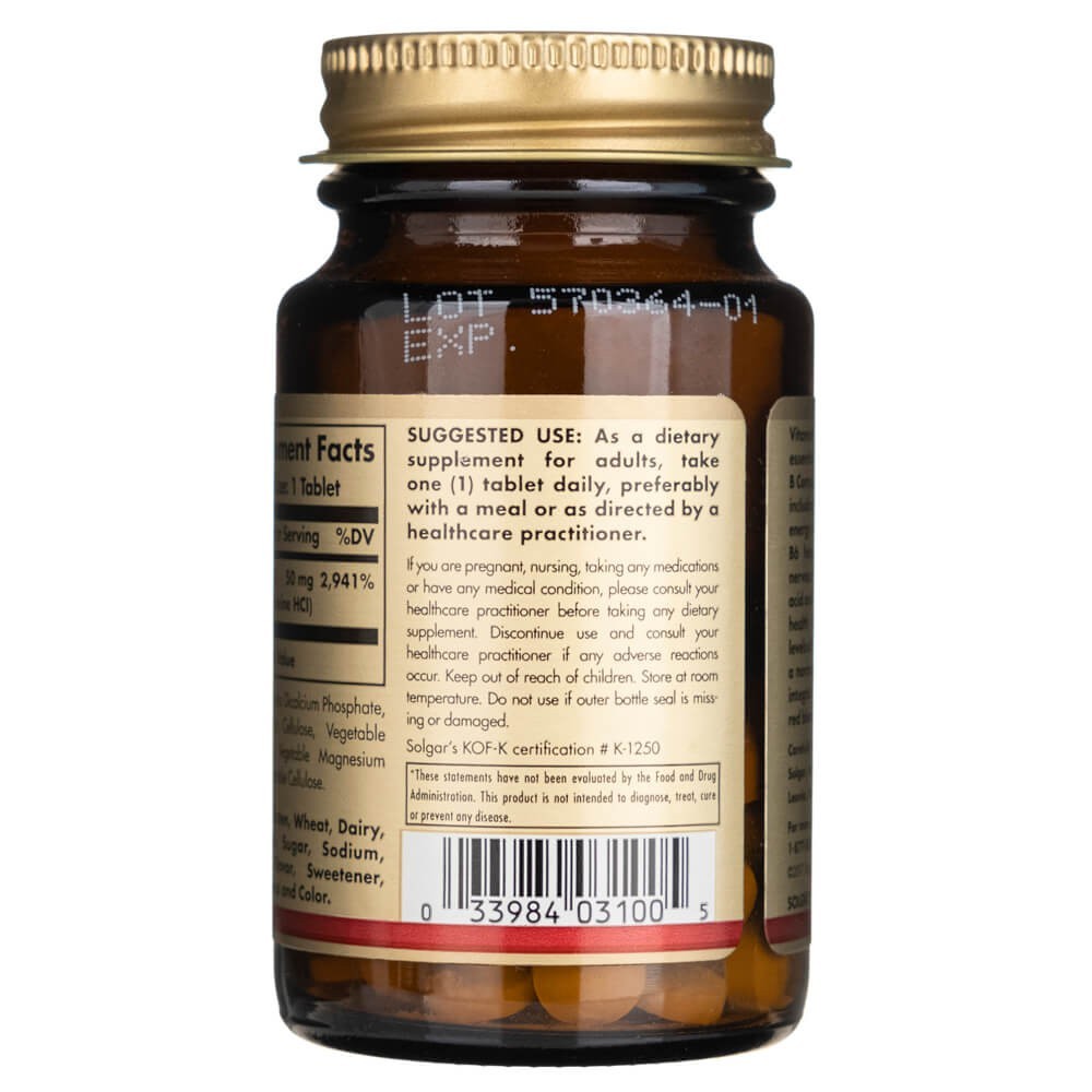 SOLGAR vitamīns B6 50 mg – 100 tabletes