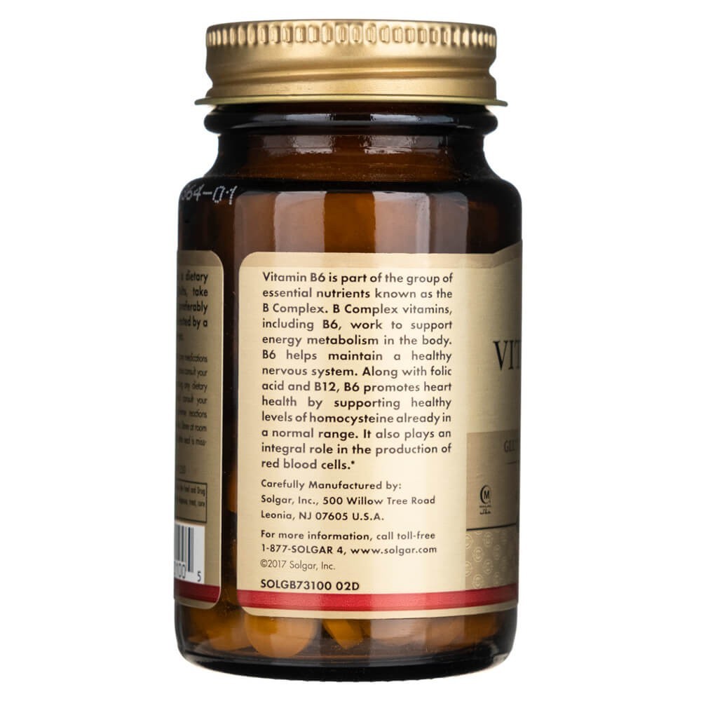 SOLGAR vitamīns B6 50 mg – 100 tabletes