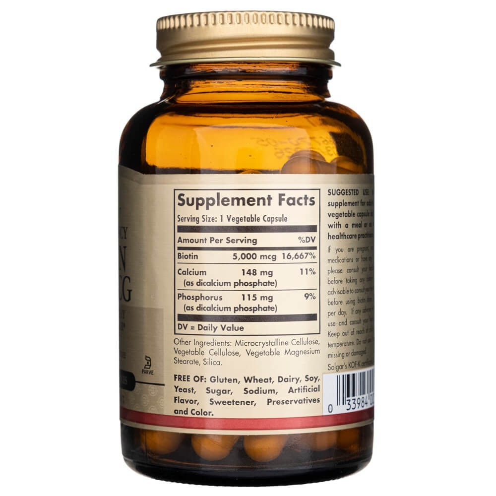 SOLGAR biotīns 5000 mcg – 50 kapsulas