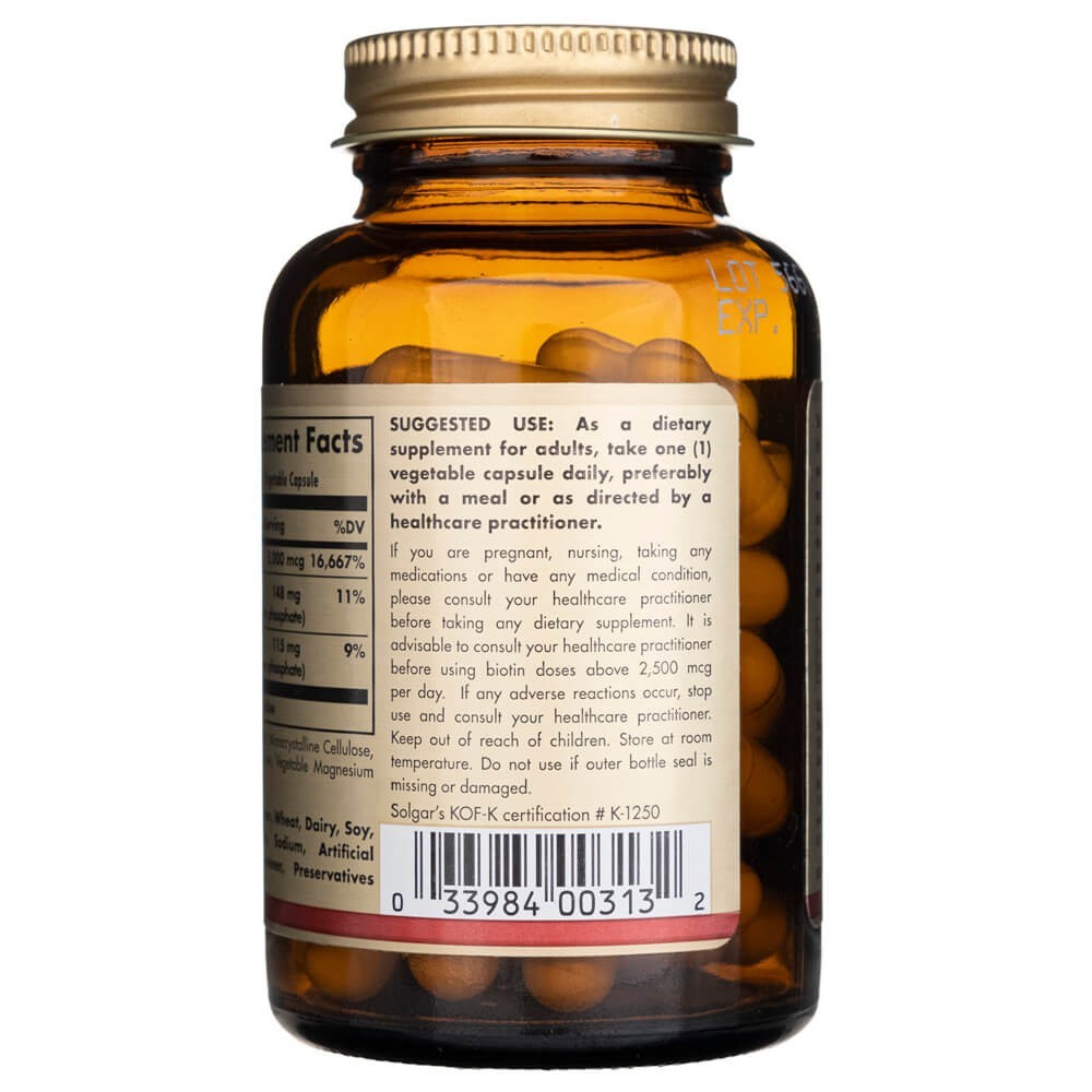 SOLGAR biotīns 5000 mcg – 50 kapsulas