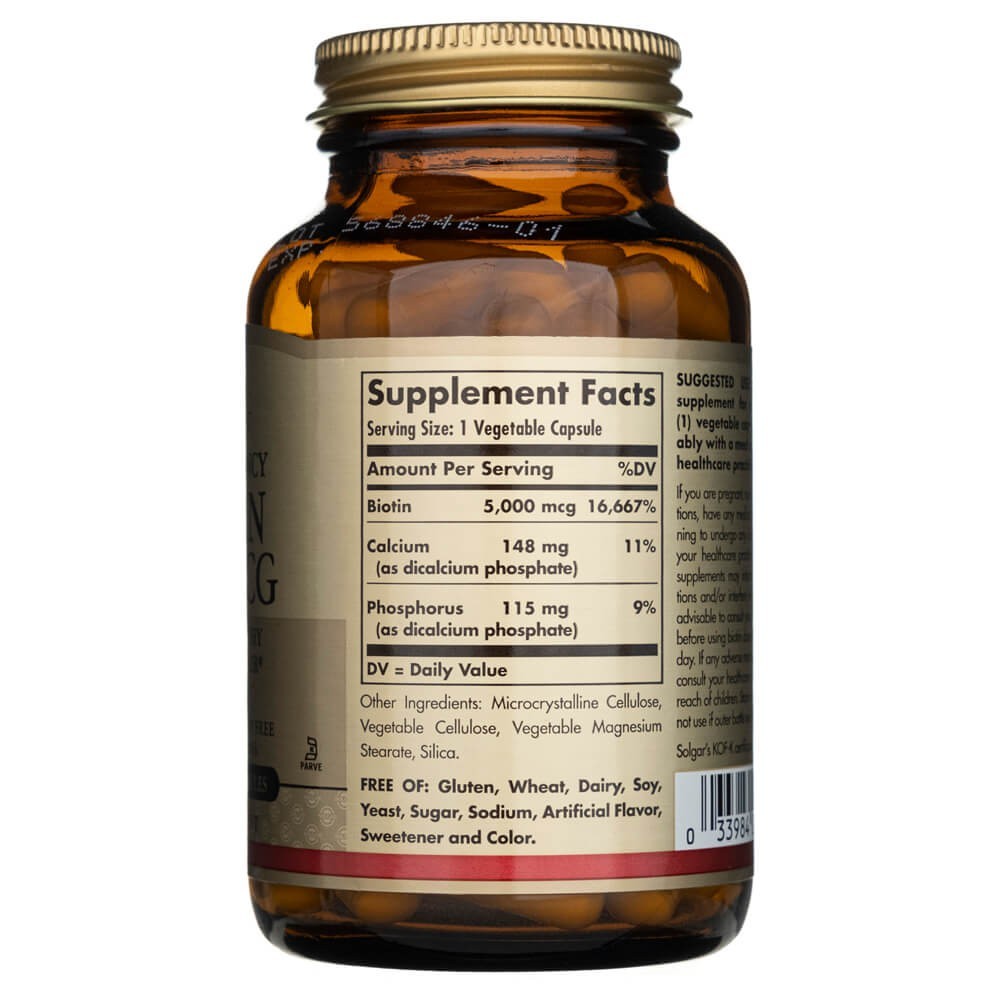 SOLGAR biotīns 5000 µg – 100 kapsulas