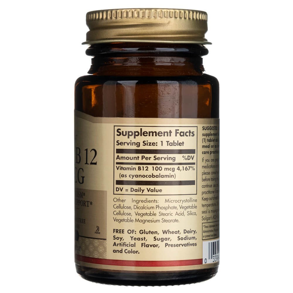 SOLGAR vitamīns B12 100 mcg – 100 tabletes