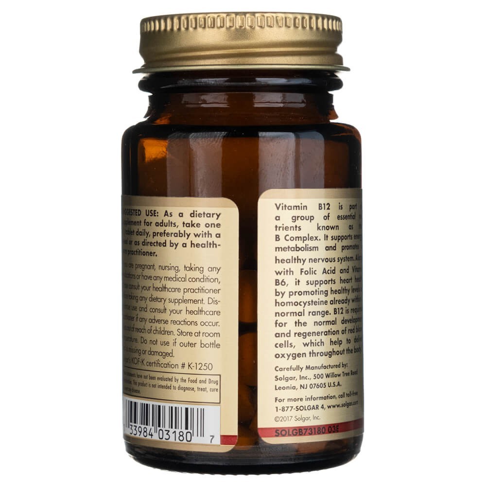 SOLGAR vitamīns B12 100 mcg – 100 tabletes