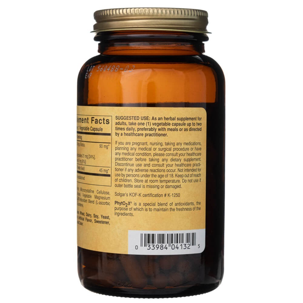 SOLGAR ginka lapu ekstrakts – 180 kapsulas