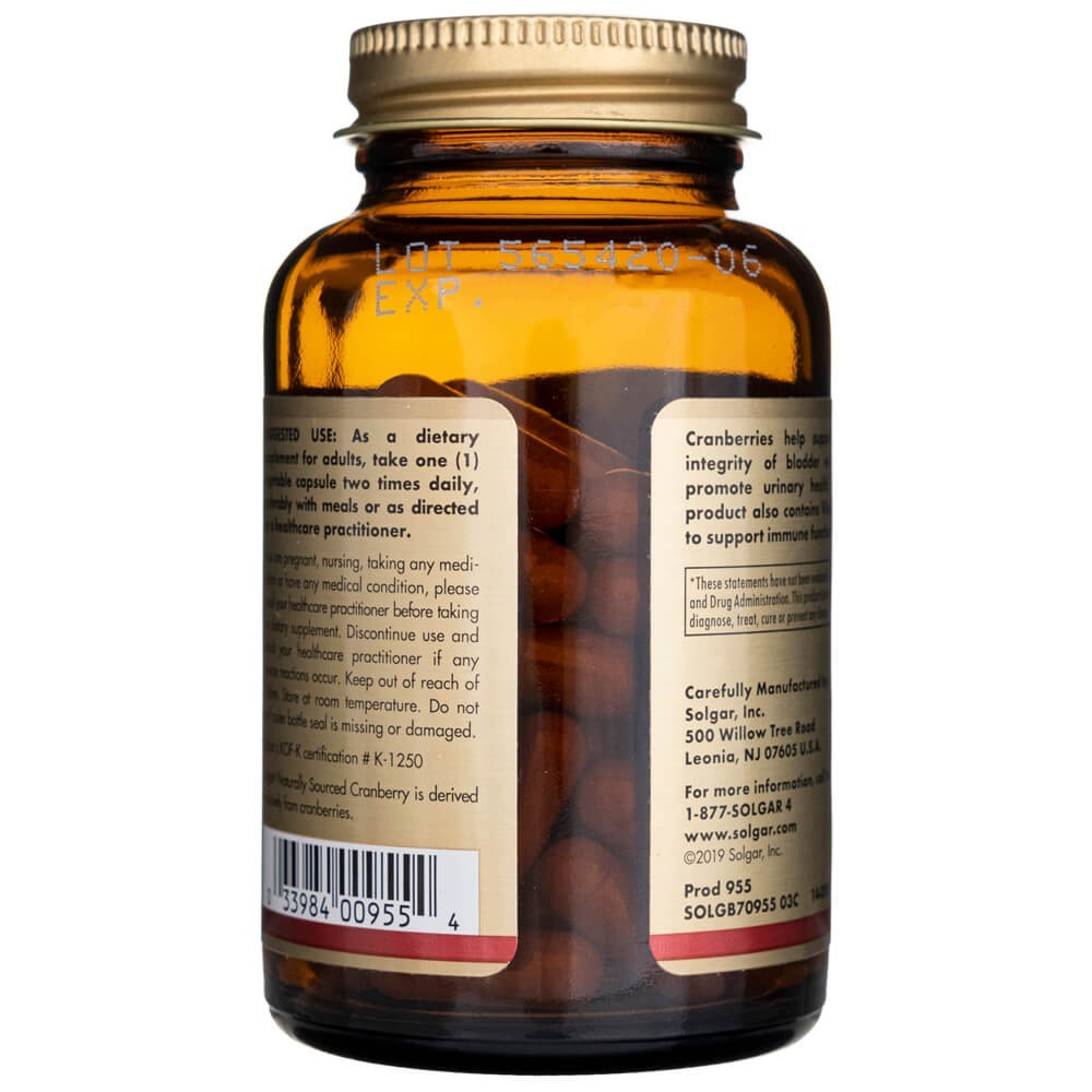SOLGAR dzērvenes ar C vitamīnu – 60 kapsulas