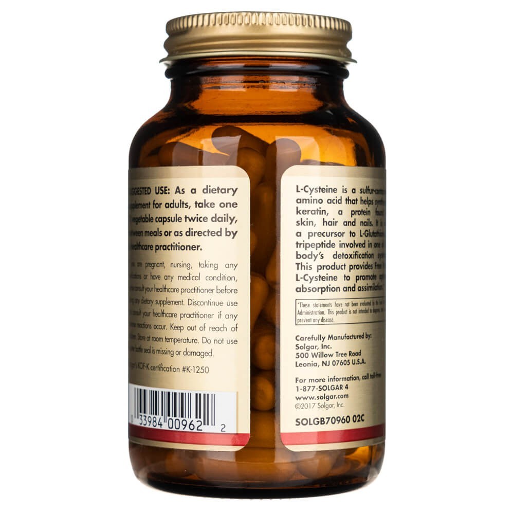 SOLGAR L-cisteīns 500 mg – 90 kapsulas