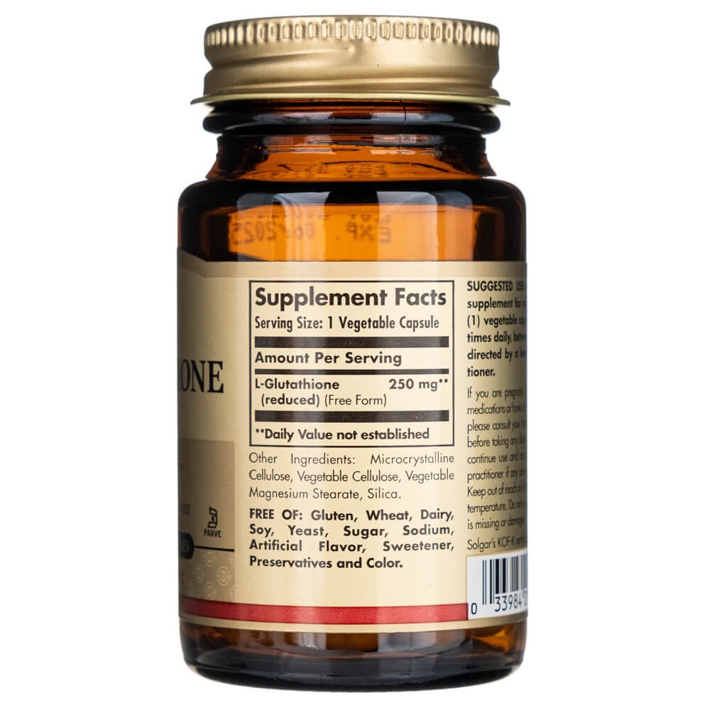 SOLGAR samazināts L-glutationa 250 mg – 30 kapsulas