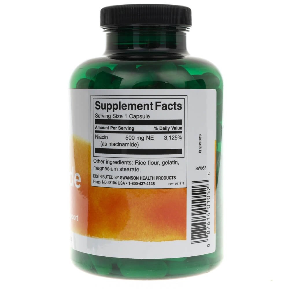 SWANSON niacīnamīds 500 mg – 250 kapsulas