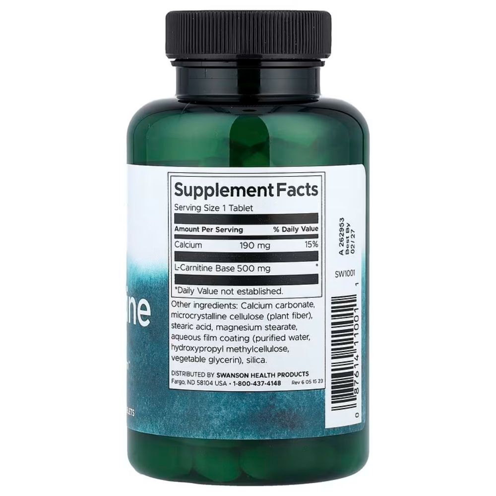 SWANSON L-karnitīns 500 mg – 100 tabletes