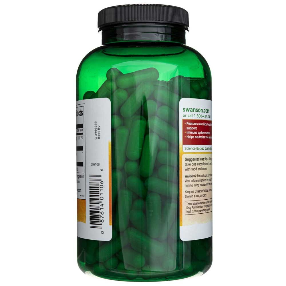 SWANSON C vitamīns ar mežrozīšu augļiem 1000 mg – 250 kapsulas