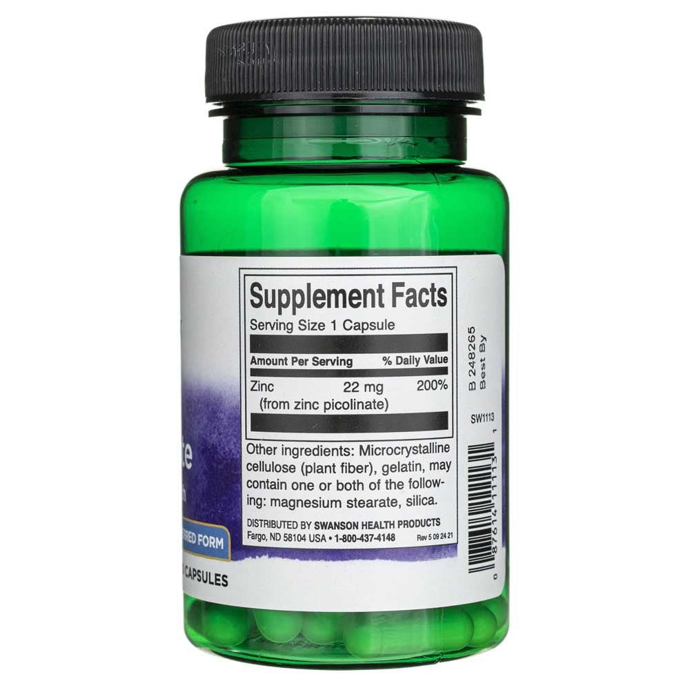 SWANSON Cinka pikolināts 22 mg – 60 kapsulas