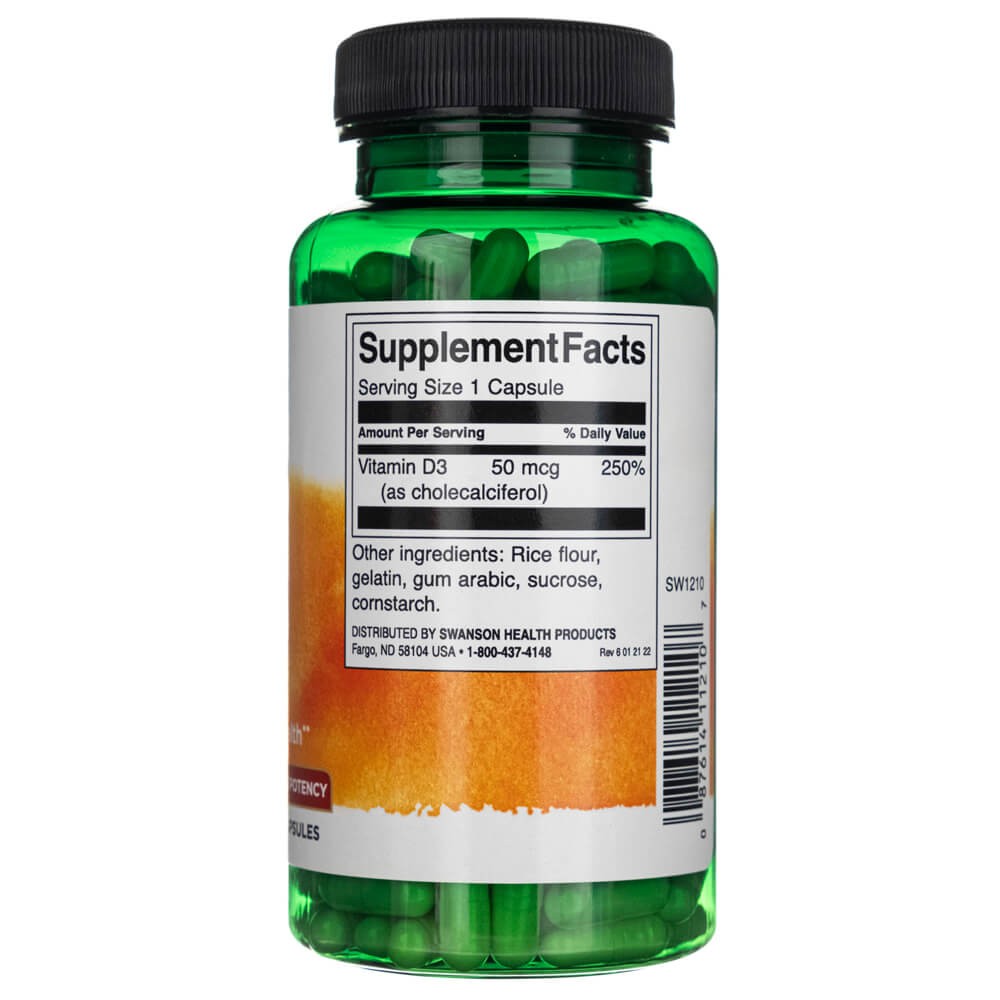 SWANSON D3 vitamīns 2000 SV (50 mcg) – 250 kapsulas