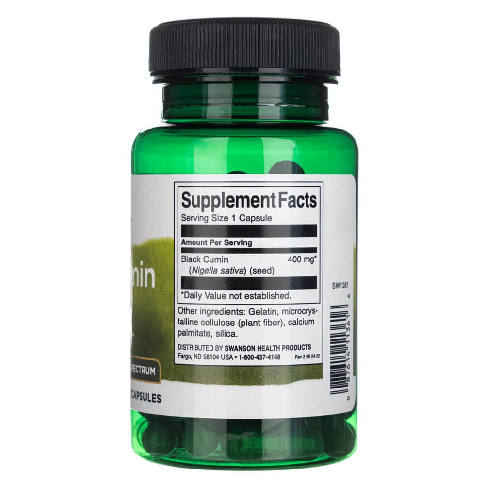 SWANSON melnās ķimenes 400 mg – 60 kapsulas