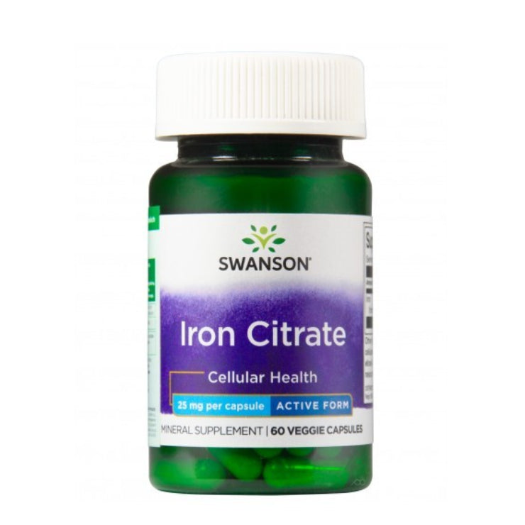 SWANSON dzelzs citrāts 25 mg – 60 kapsulas
