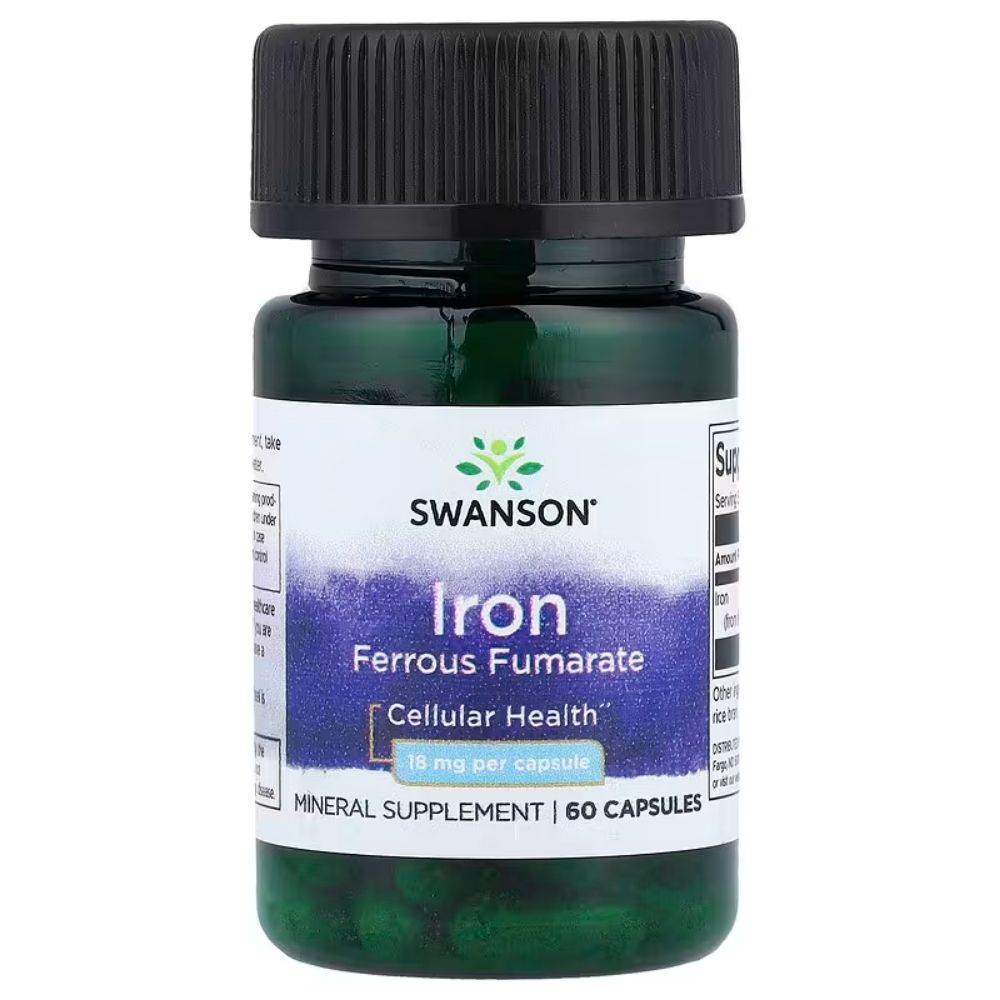 SWANSON dzelzs fumarāts 18 mg – 60 kapsulas