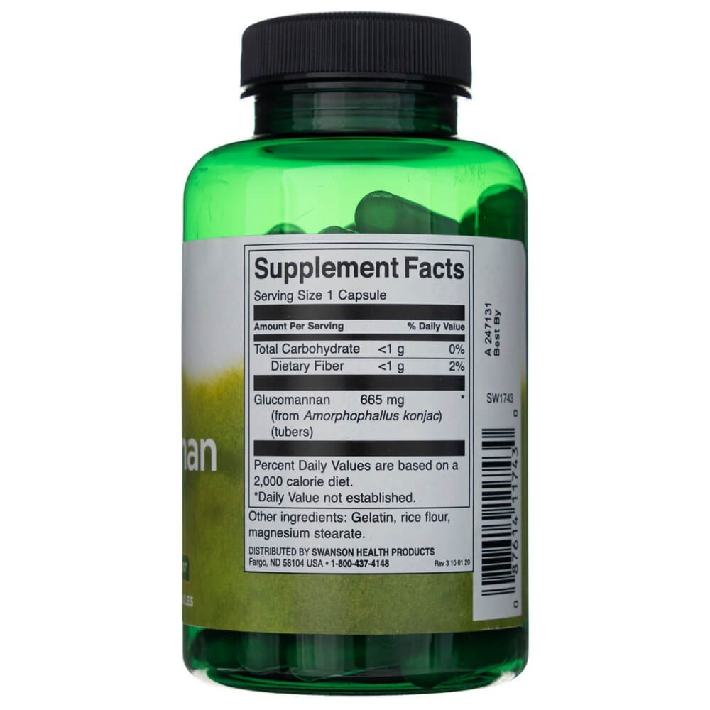 SWANSON glikomannāns 665 mg – 90 kapsulas