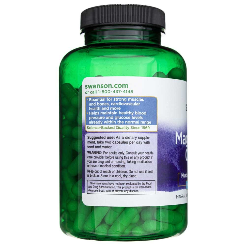 SWANSON magnija oksīds 200 mg – 250 kapsulas