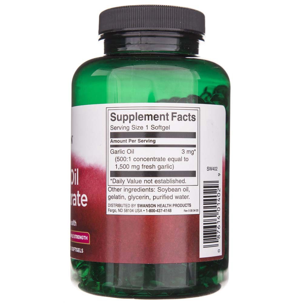 SWANSON ķiploku eļļa 3 mg – 500 kapsulas