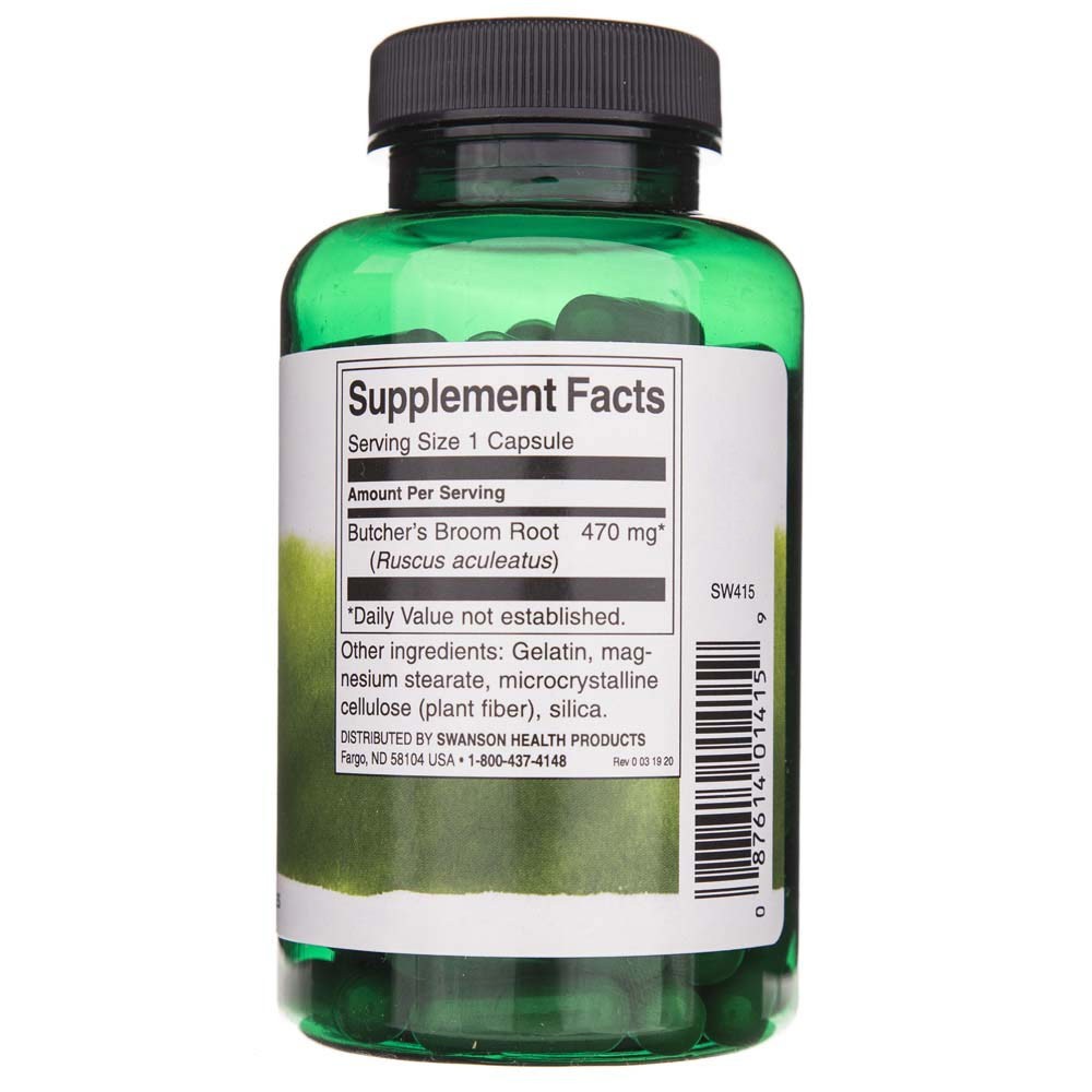 SWANSON Butcher's Broom (dzeloņainā kazroze) 470 mg – 100 kapsulas
