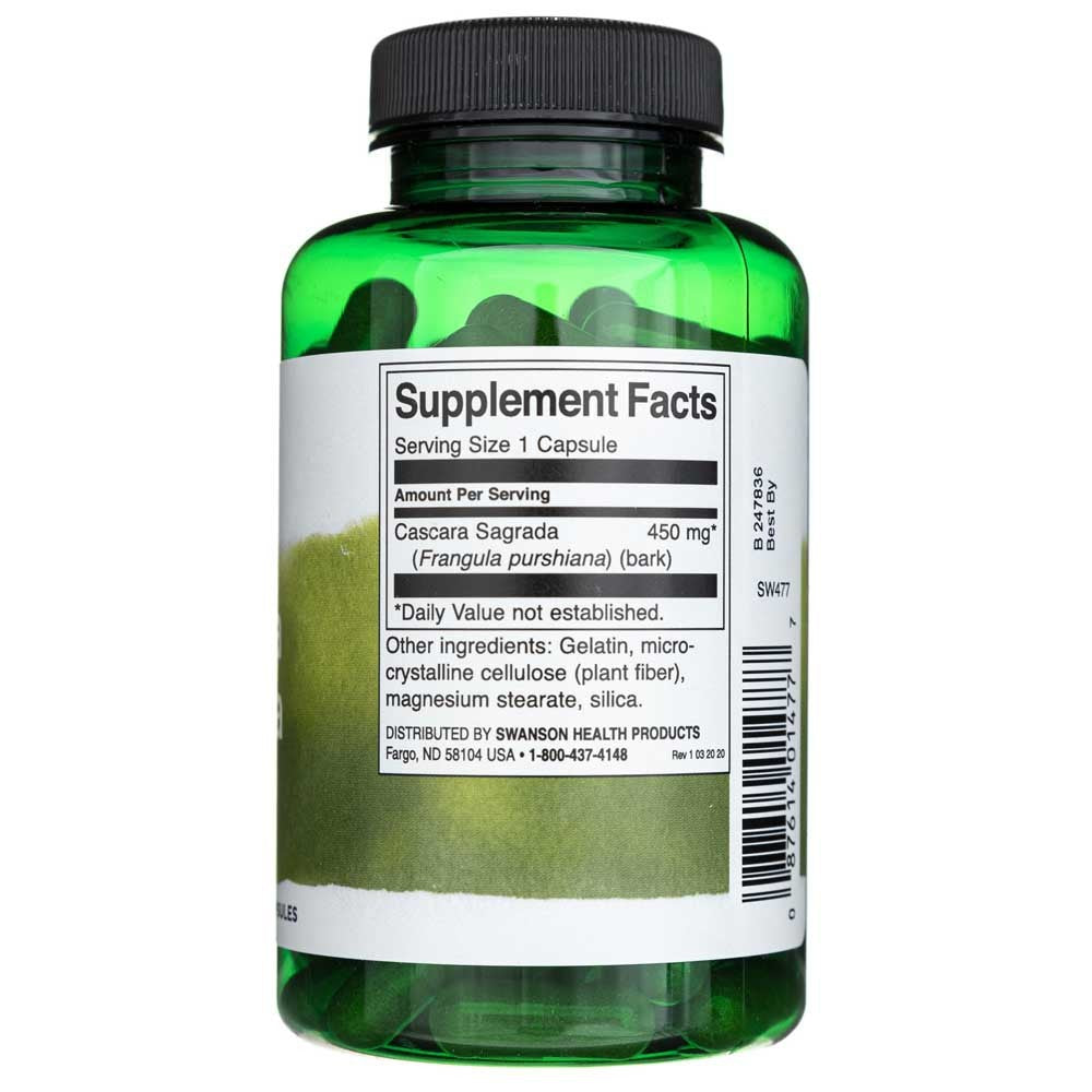 SWANSON Cascara Sagrada 450 mg - 100 kapsulas