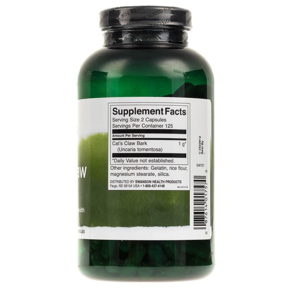 SWANSON kaķa nags 500 mg – 250 kapsulas