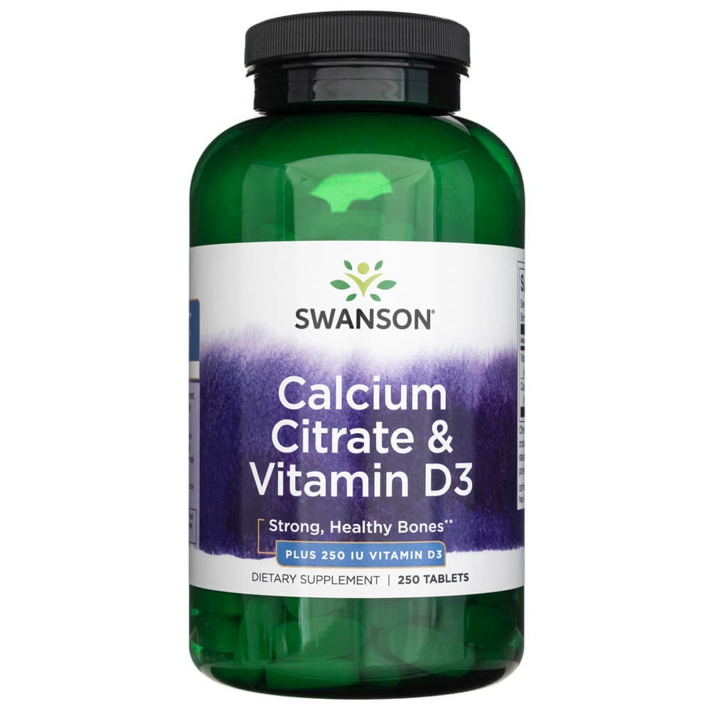 SWANSON kalcija citrāts un D3 vitamīns – 250 tabletes