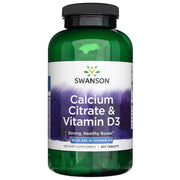 SWANSON kalcija citrāts un D3 vitamīns – 250 tabletes