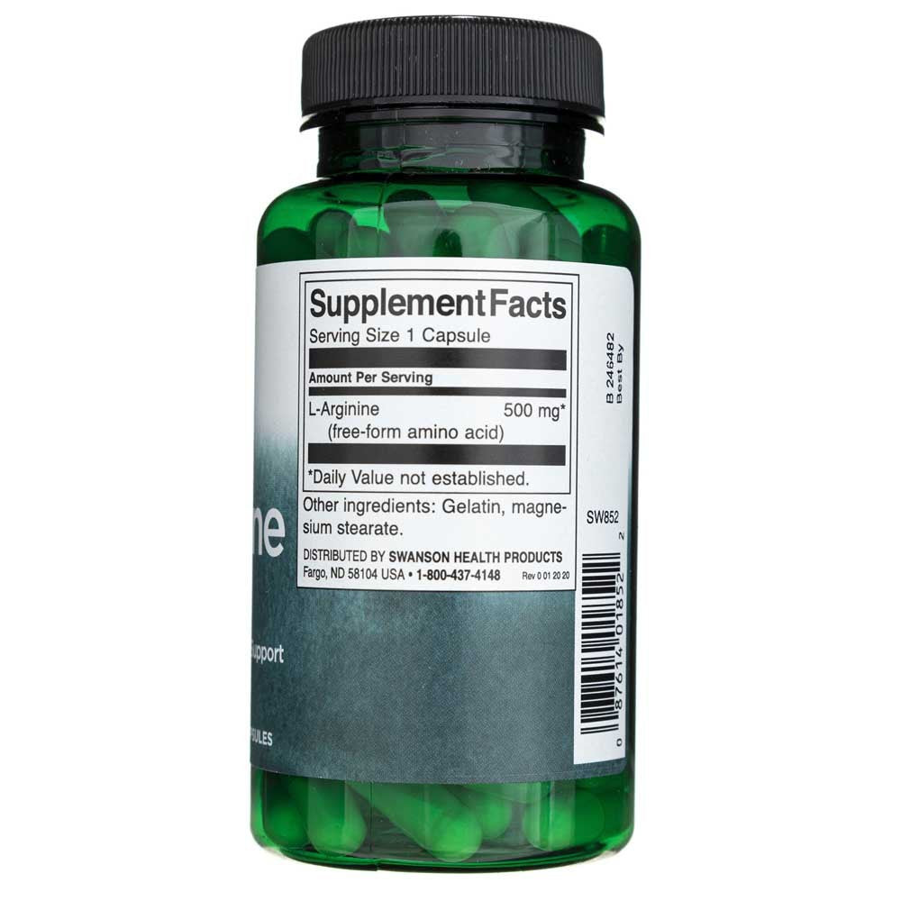 SWANSON L-arginīns 500 mg – 100 kapsulas