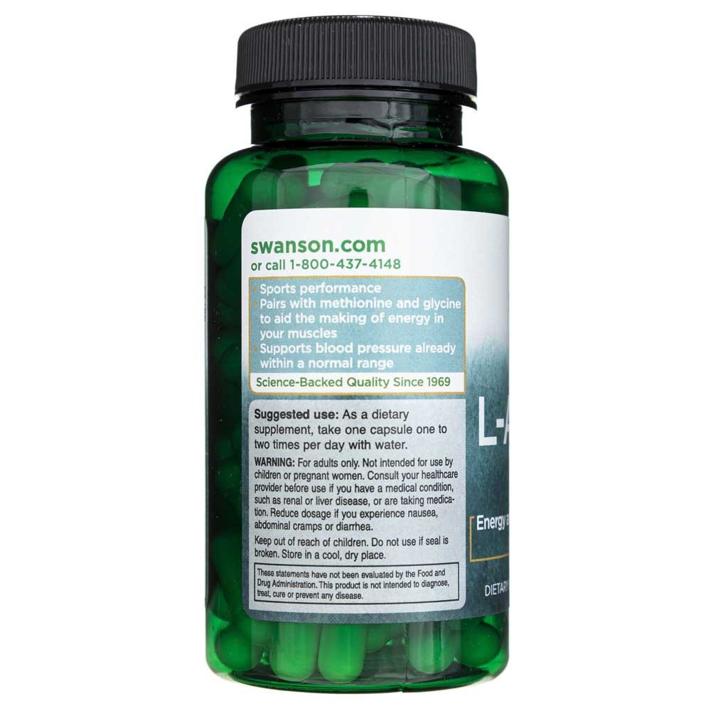 SWANSON L-arginīns 500 mg – 100 kapsulas