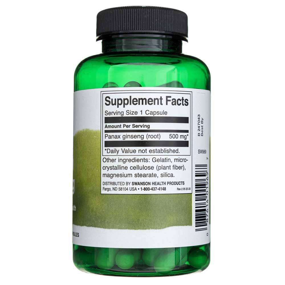 SWANSON Korejas Žeņšeņs 500 mg – 100 kapsulas