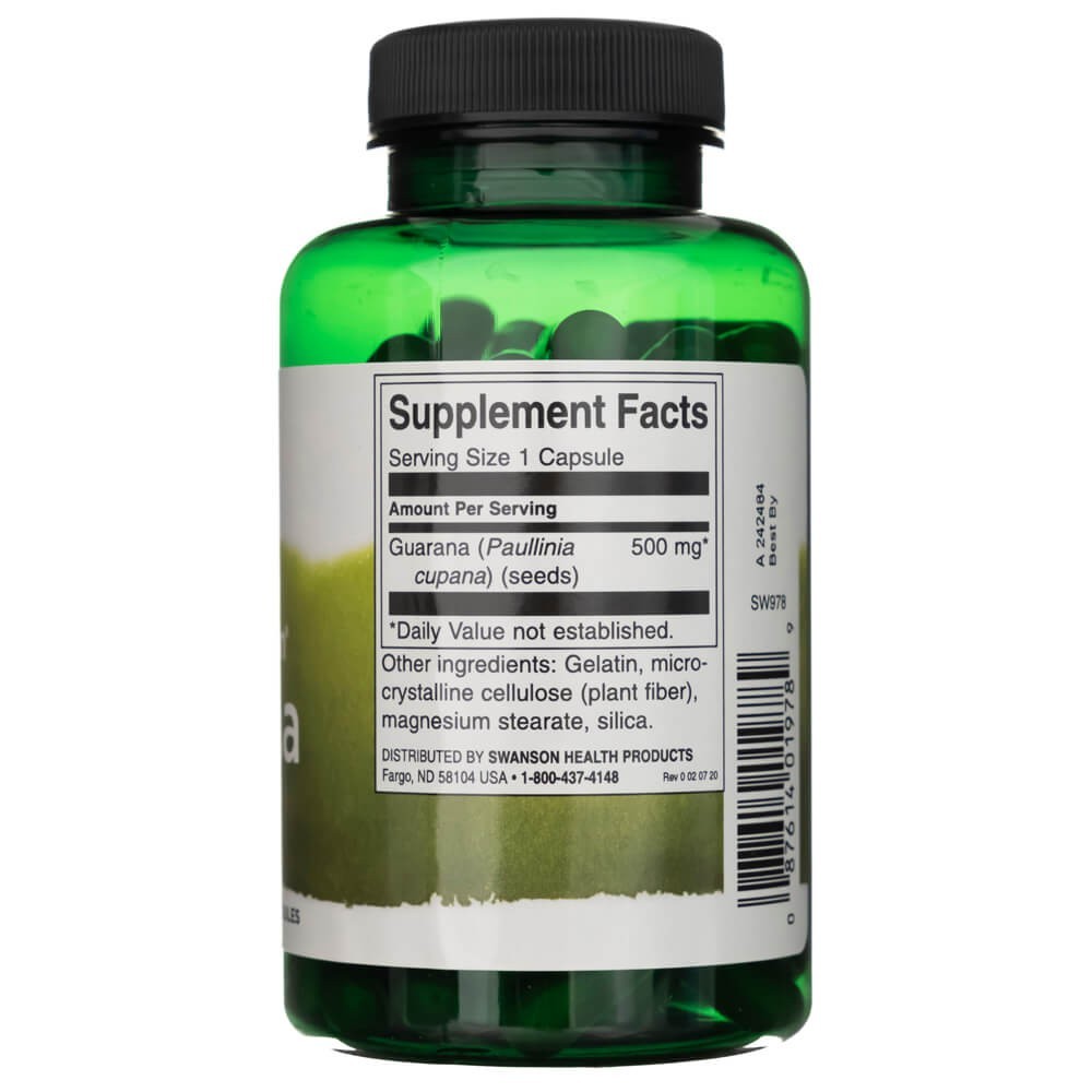 SWANSON guarāna 500 mg – 100 kapsulas