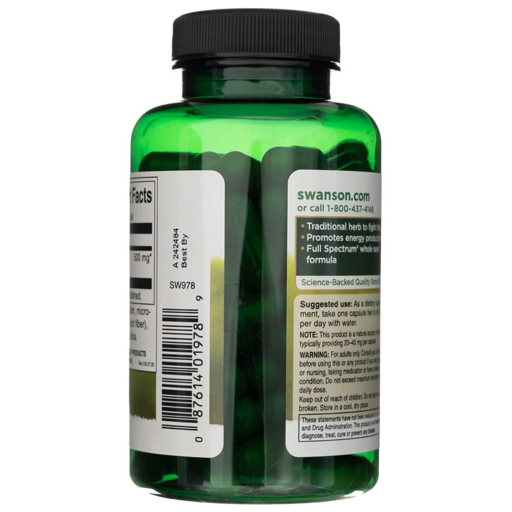 SWANSON guarāna 500 mg – 100 kapsulas