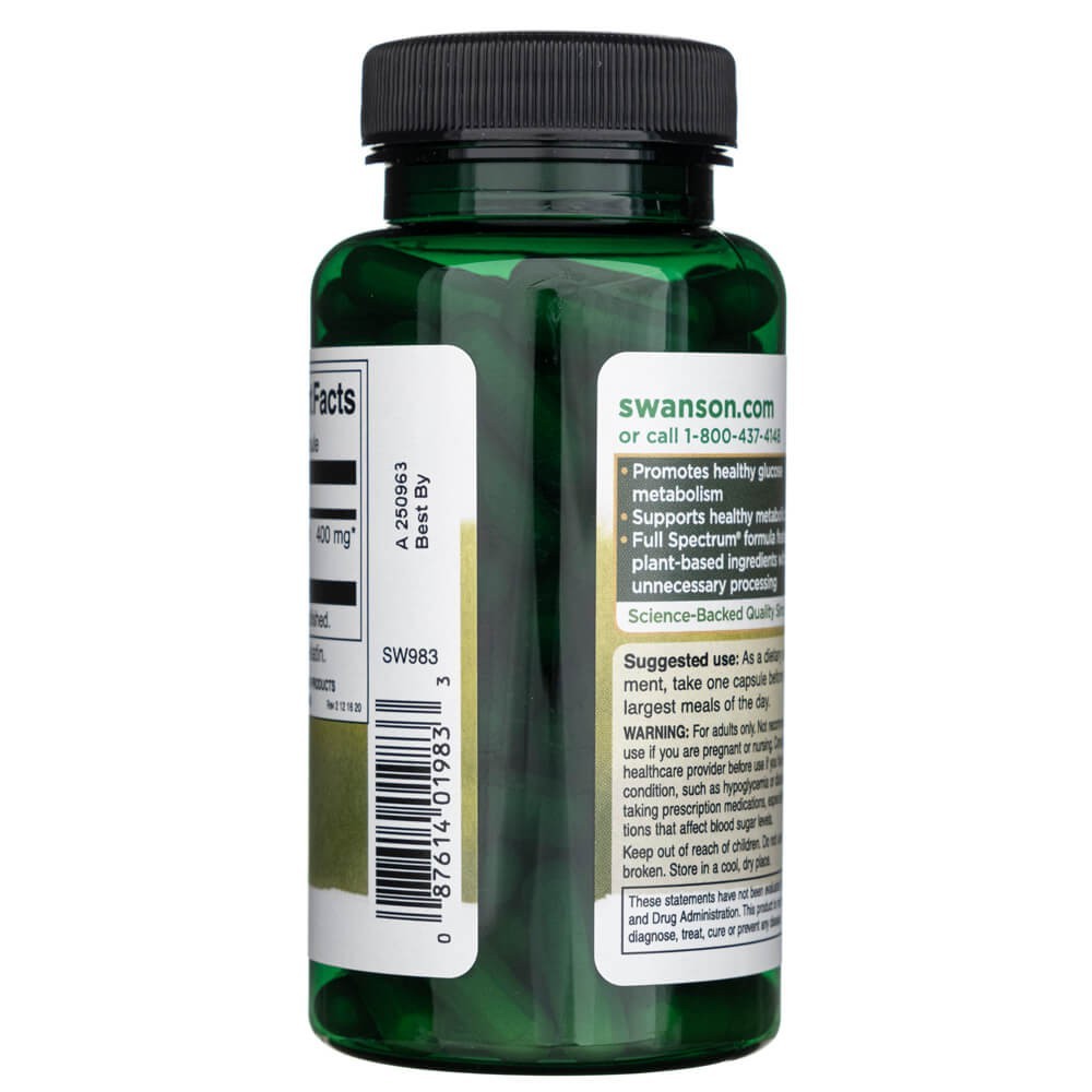SWANSON Gimnema lapai 400 mg – 100 kapsulu.