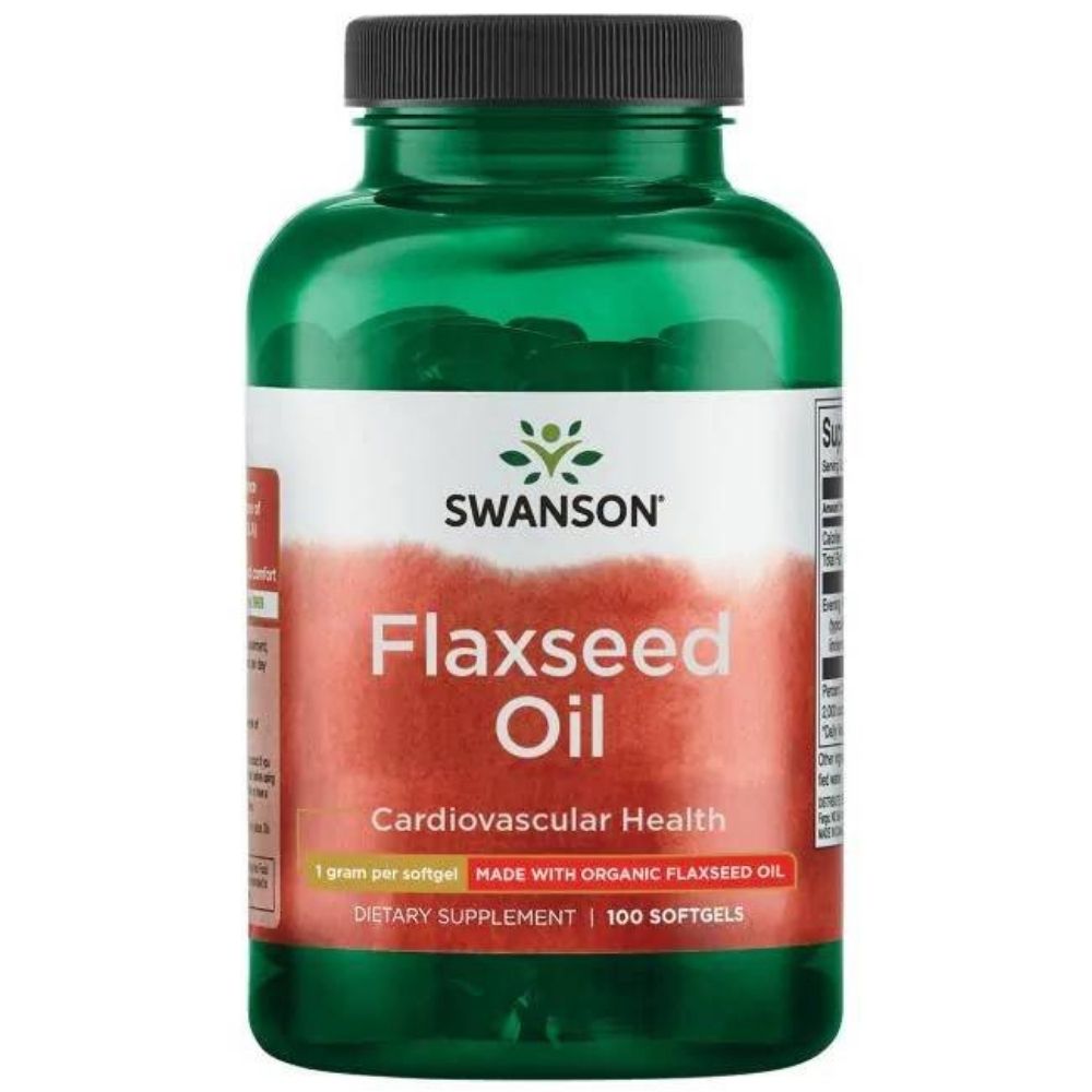 SWANSON linsēklu eļļa 1000 mg – 100 kapsulas