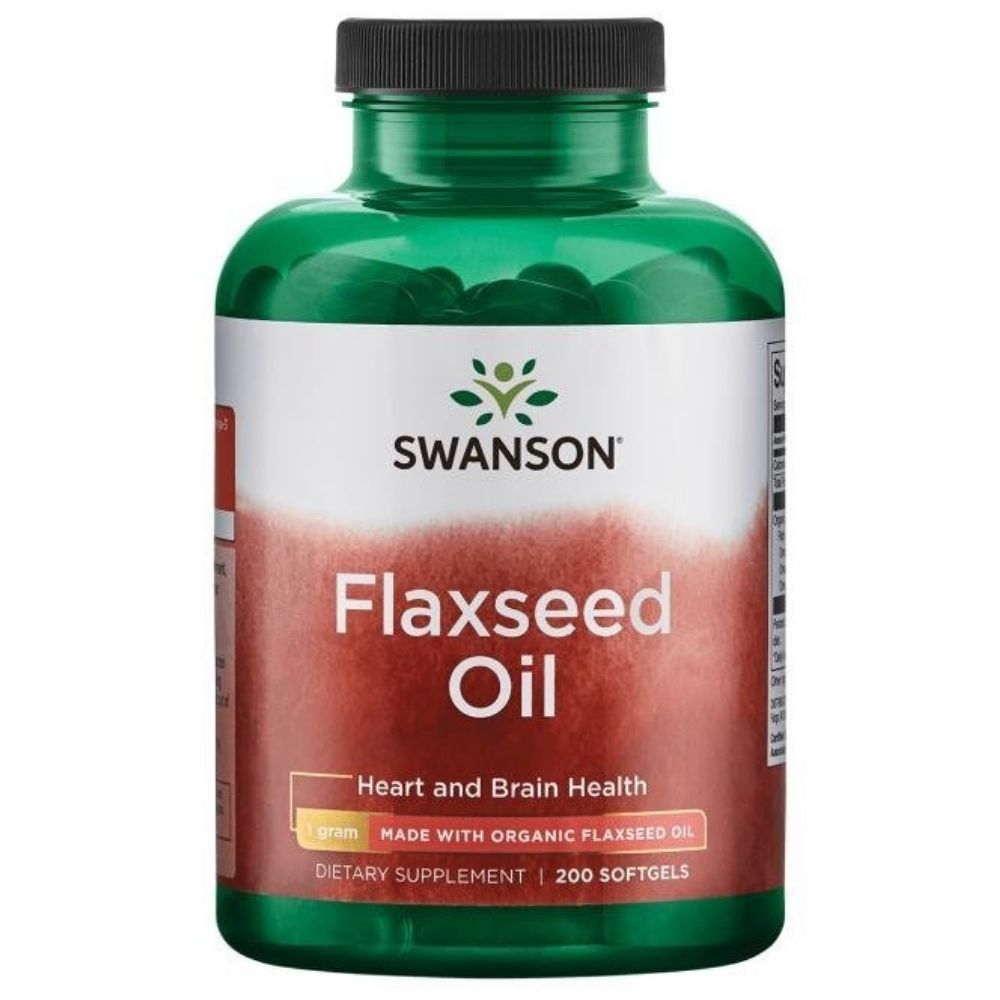SWANSON linsēklu eļļa 1000 mg – 200 kapsulas