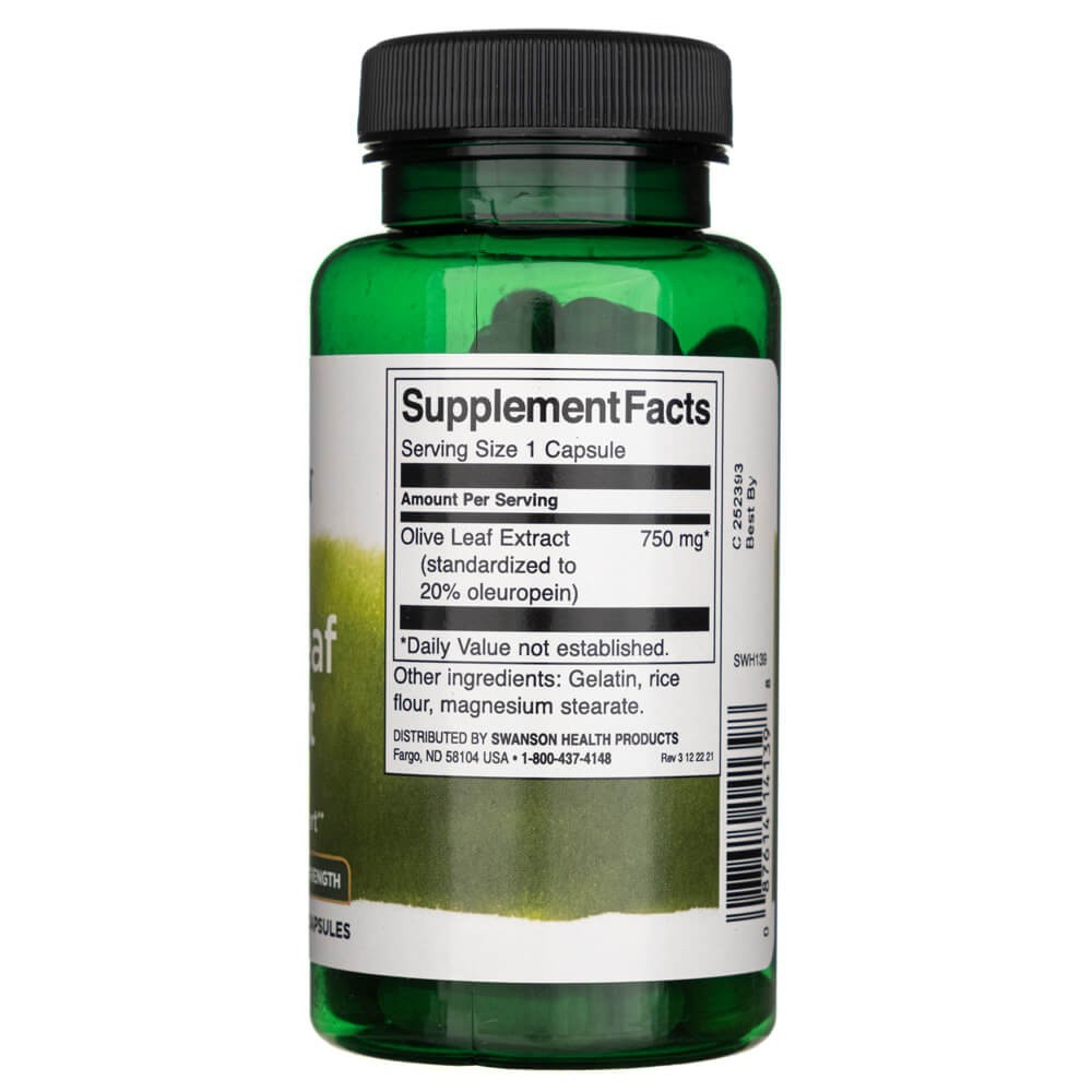 SWANSON olīvu lapu ekstrakts 750 mg – 60 kapsulas