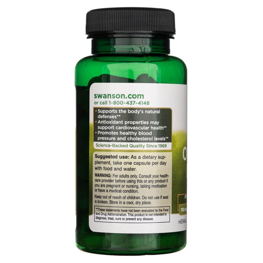 SWANSON olīvu lapu ekstrakts 750 mg – 60 kapsulas
