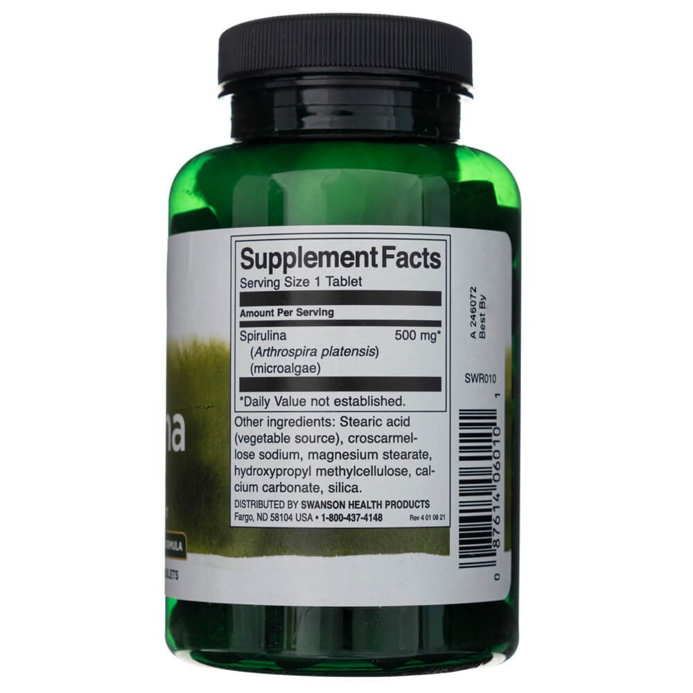 SWANSON Spirulina 500 mg – 180 tabletes