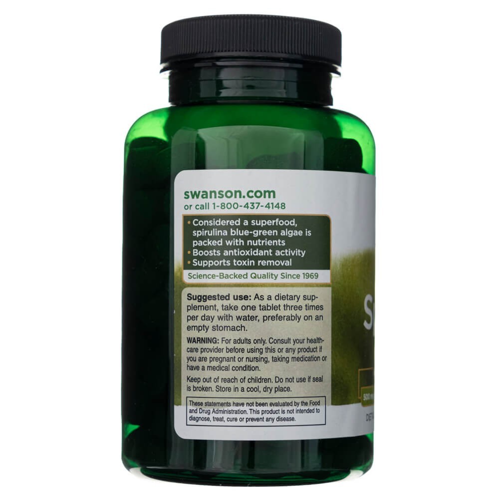 SWANSON Spirulina 500 mg – 180 tabletes