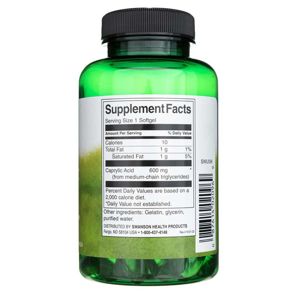 SWANSON kaprilskābe 600 mg – 60 kapsulas