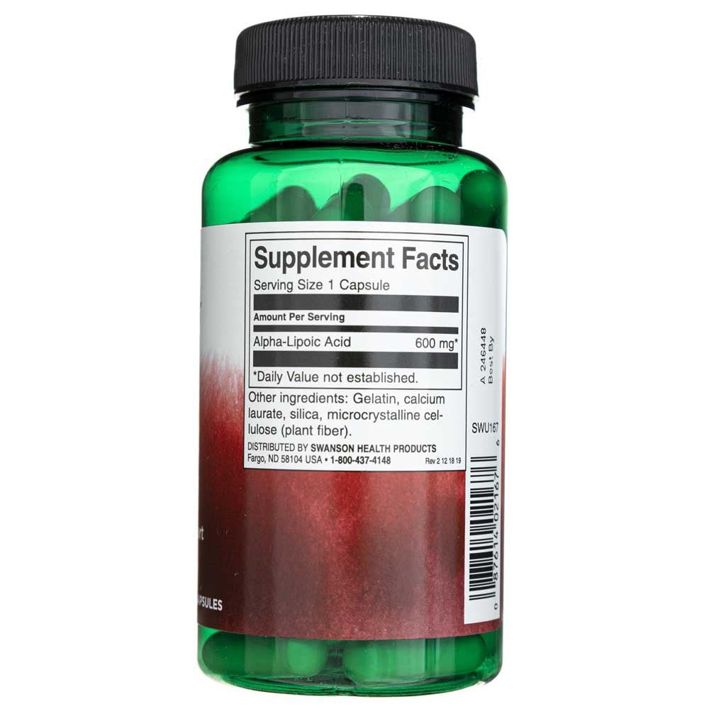 SWANSON alfa lipoiskābe 600 mg – 60 kapsulas