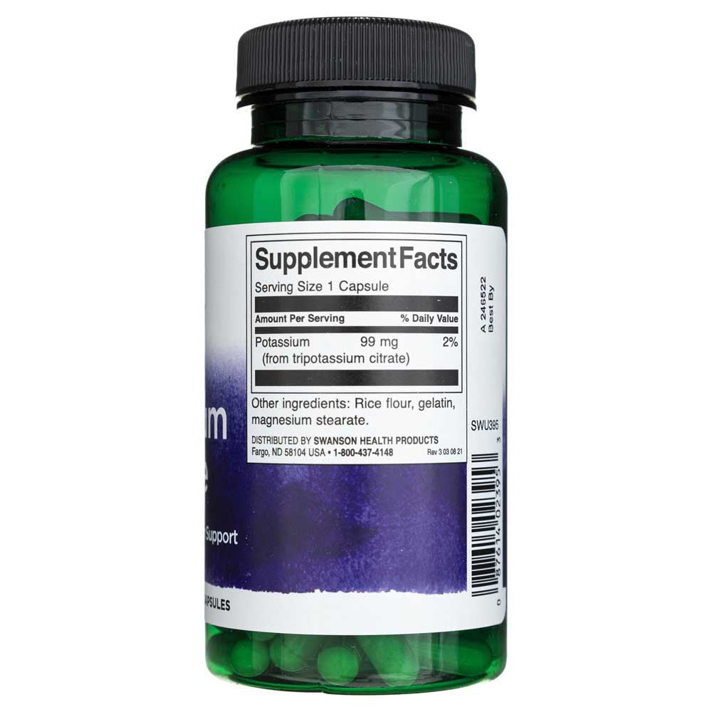 SWANSON kālija citrāts 99 mg – 120 kapsulas