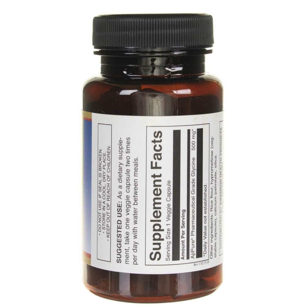 SWANSON AjiPure glicīns 500 mg – 60 kapsulas