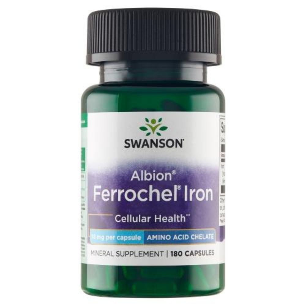 SWANSON Albion dzelzs helāts “Ferrochel” 18 mg – 180 kapsulas