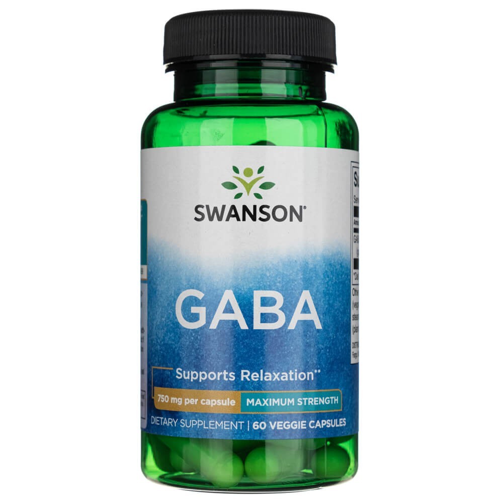 SWANSON GABA maksimālā stipruma 750 mg – 60 kapsulas