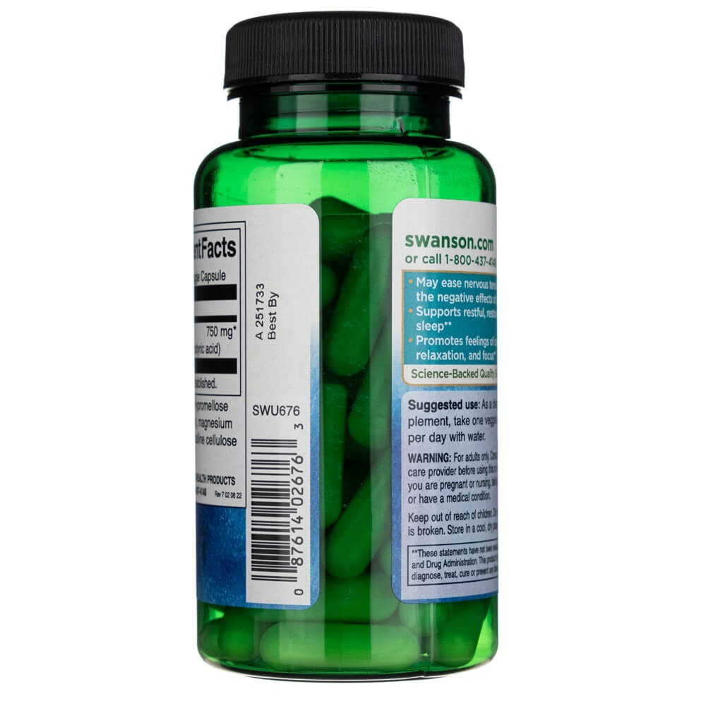SWANSON GABA maksimālā stipruma 750 mg – 60 kapsulas