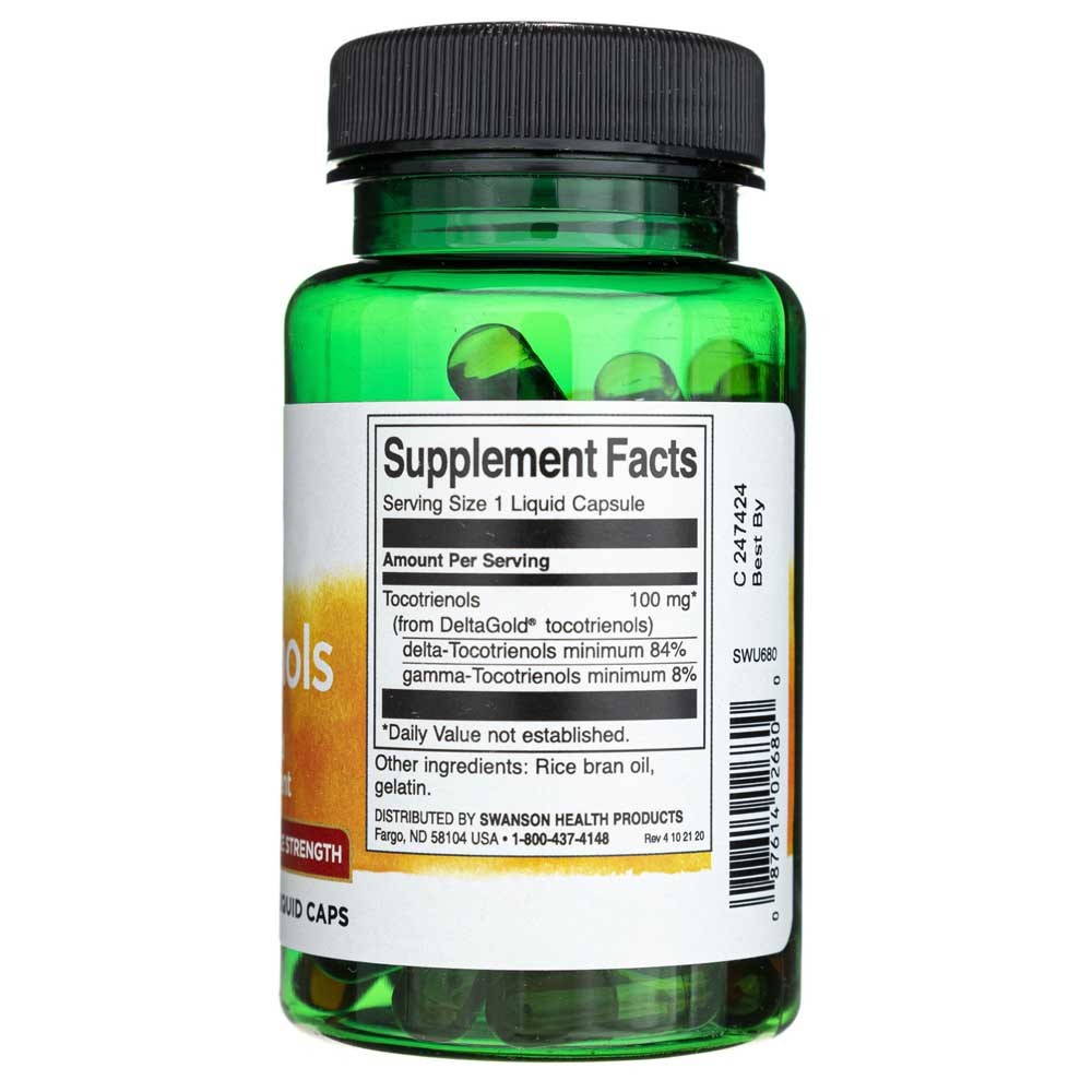SWANSON tokotrienoli, divkāršs stiprums 100 mg – 60 kapsulas